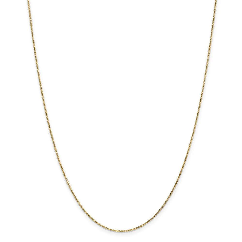 0.95mm, 14k Yellow Gold, Diamond Cut Cable Chain Necklace