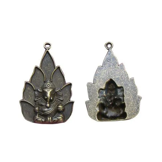 1 Pc Tibetan Bronze Tone Ganesha Elephant God Of Beginnings Large 53X36mm Charms Pendants