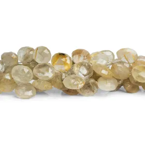 10-13mm Rutilated Quartz Faceted Hearts 7.5 inch 33 beads