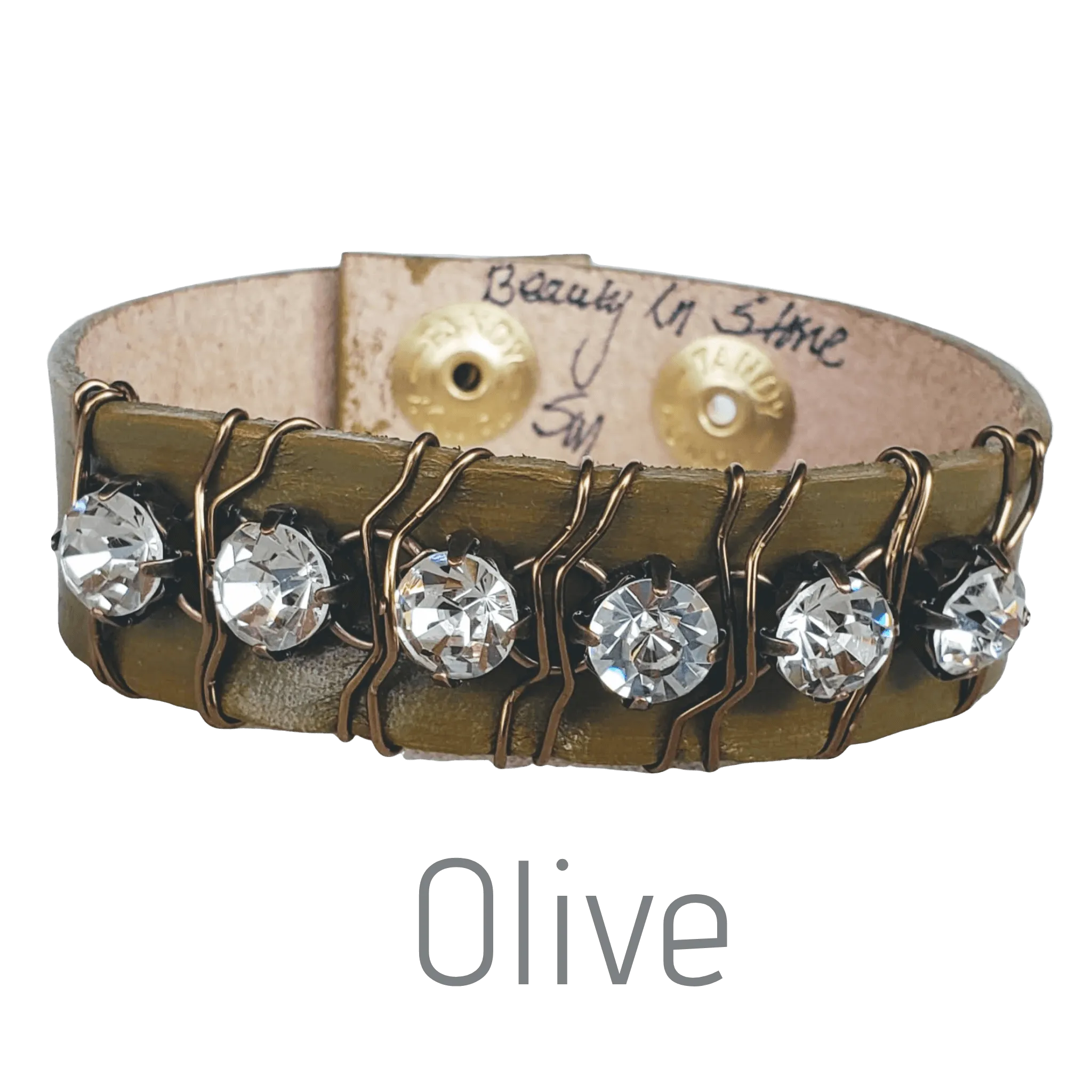 10 Colors Rhinestone Leather Cuff