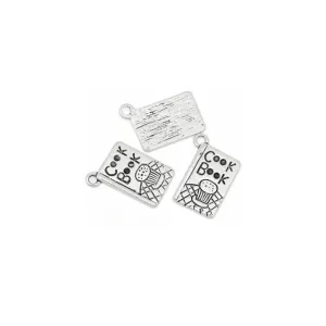 10 Pcs Tibetan Silver Cook Book Recipe Food Cooking 20mm x 12mm Charms Pendants