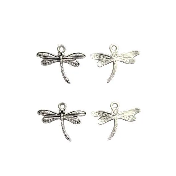 10 Pcs Tibetan Silver Dragonfly Insect 15X18mm Charms Pendants