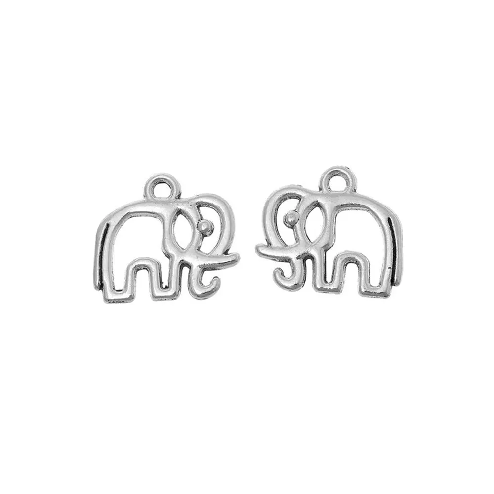 10 Pcs Tibetan Silver ELEPHANT HOLLOW 16mm x 15mm Charms Pendants, Lead & Nickel Free Metal Charms Pendants Beads