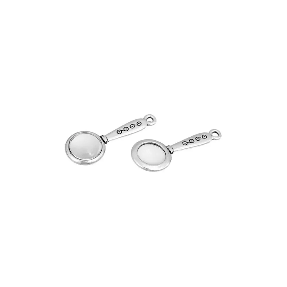 10 Pcs Tibetan Silver MAGNIFYING GLASS 32mm x 12mm Charms Pendants, Lead & Nickel Free Metal Charms Pendants Beads