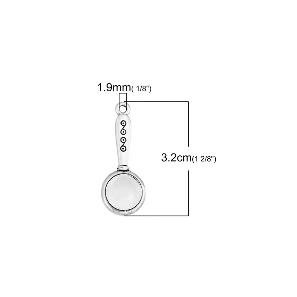 10 Pcs Tibetan Silver MAGNIFYING GLASS 32mm x 12mm Charms Pendants, Lead & Nickel Free Metal Charms Pendants Beads