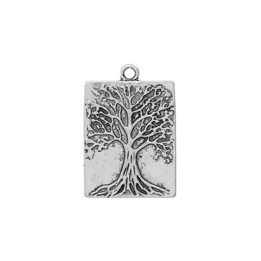 10 Pcs Tibetan Silver TREE CARVED 32mm x 22mm Charms Pendants, Lead & Nickel Free Metal Charms Pendants Beads