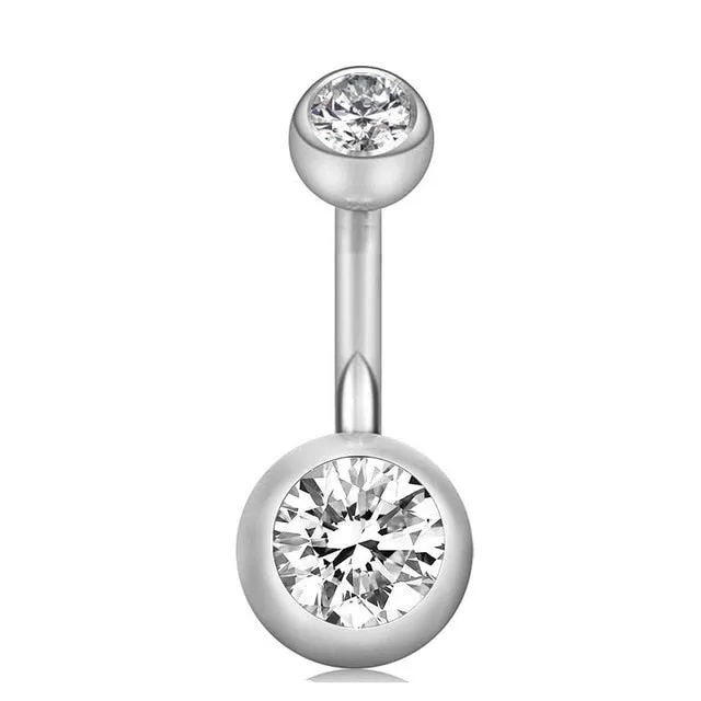 10 Styles Sexy Dangling Navel Belly Button Ring Oreja 14G Double Round Cubic Zirconia 316L Surgical Steel Belly Piercing Jewelry