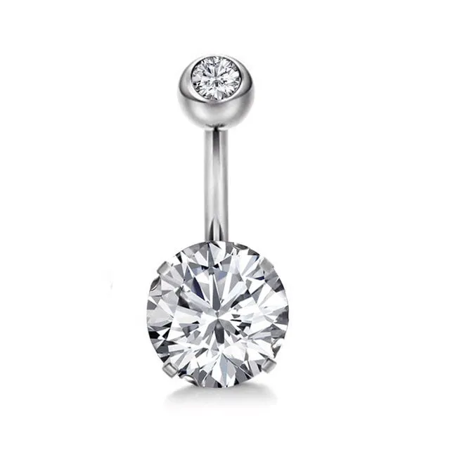 10 Styles Sexy Dangling Navel Belly Button Ring Oreja 14G Double Round Cubic Zirconia 316L Surgical Steel Belly Piercing Jewelry