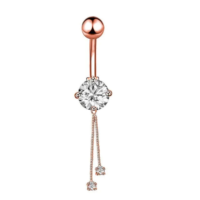 10 Styles Sexy Dangling Navel Belly Button Ring Oreja 14G Double Round Cubic Zirconia 316L Surgical Steel Belly Piercing Jewelry