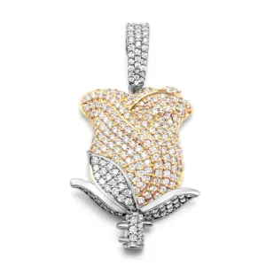 10K White & Yellow Gold Rose Diamond Pendant 1.35CTW