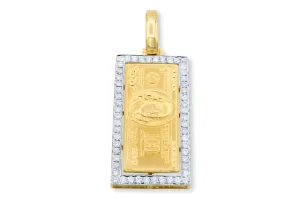 10k Yellow Gold Diamond 100 Dollar Bill Pendant 0.71ctw