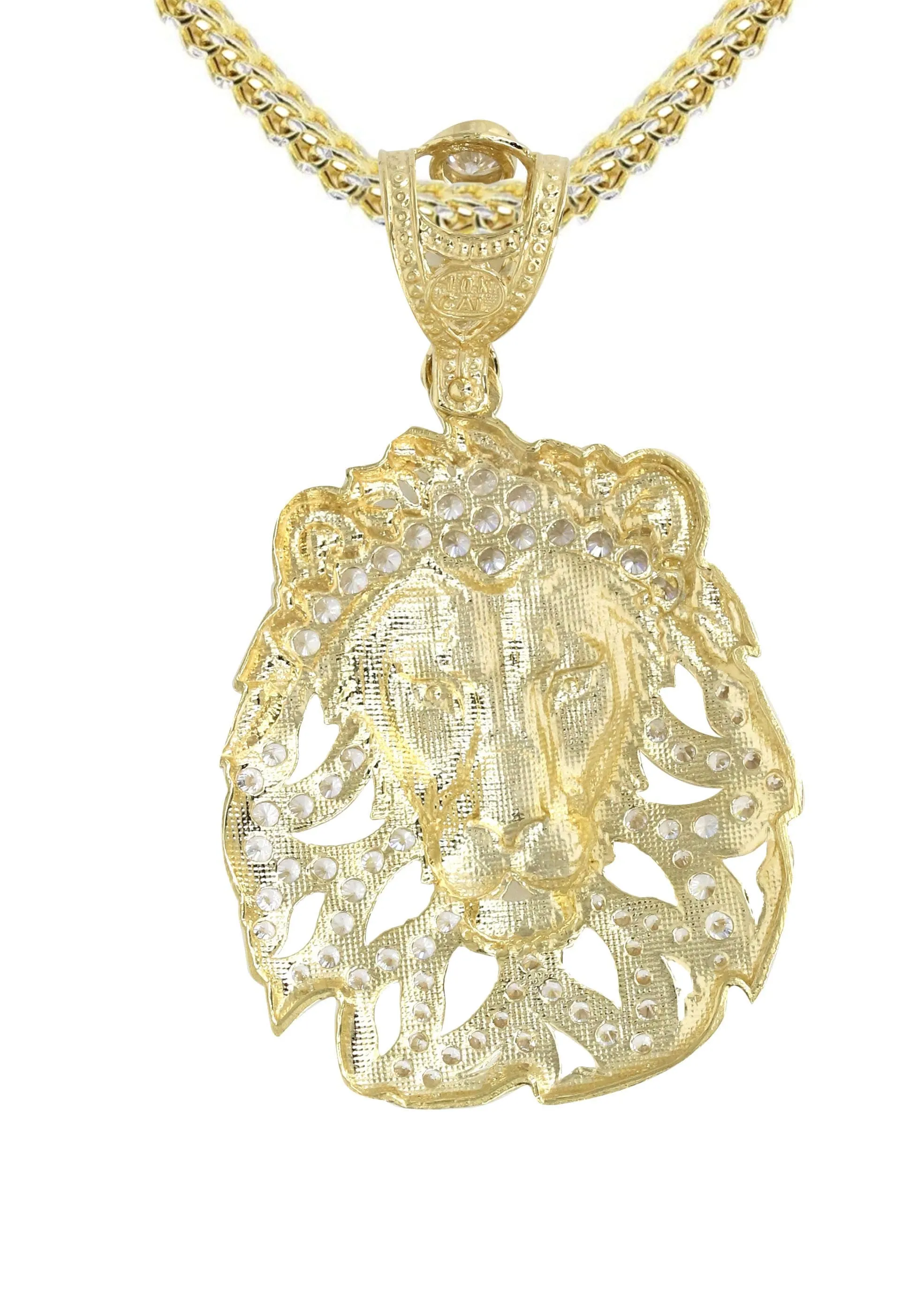 10K Yellow Gold Lion Head Necklace | Appx 17.4 Grams