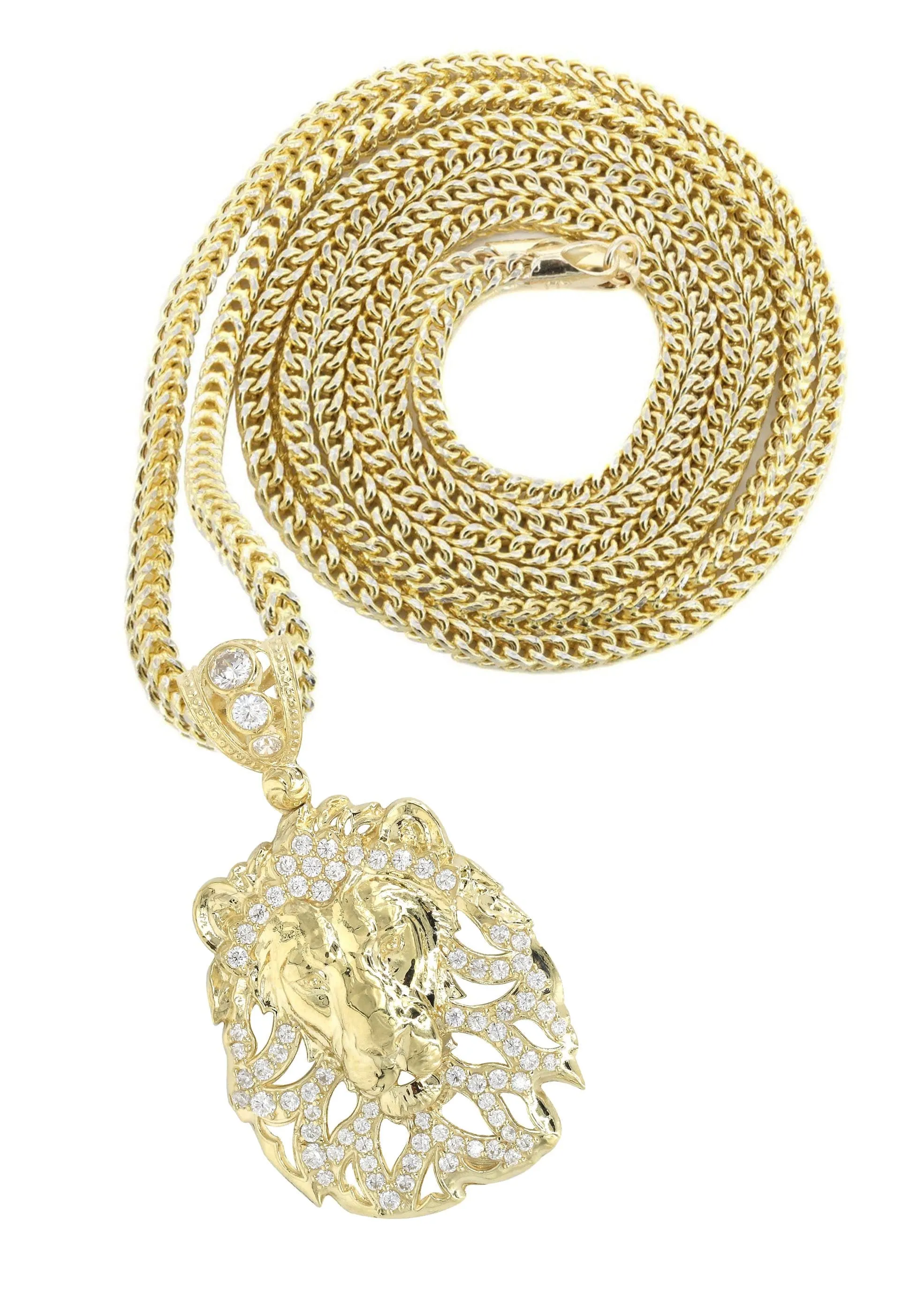 10K Yellow Gold Lion Head Necklace | Appx 17.4 Grams