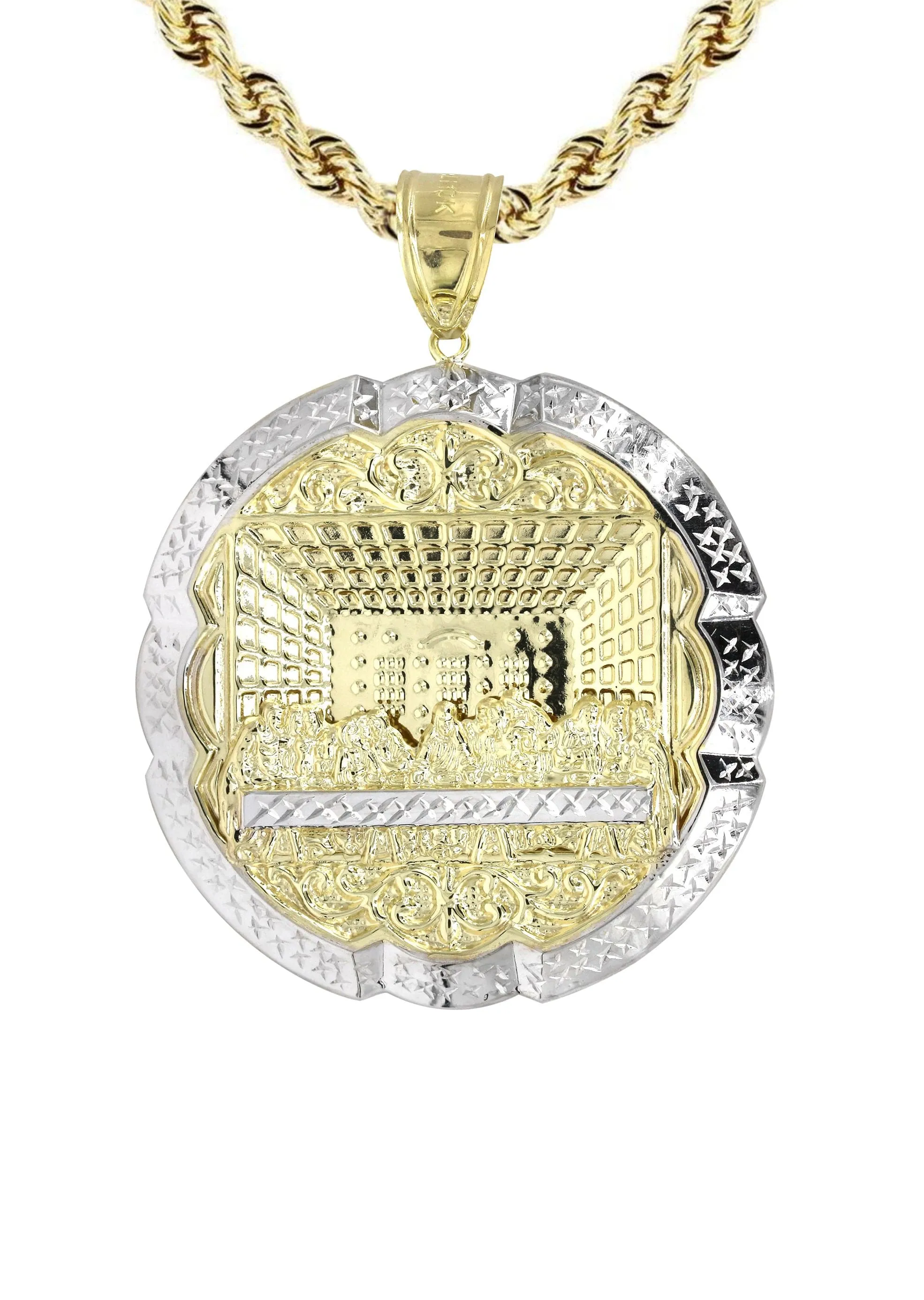 10K Yellow Gold Round Last Supper Necklace | Appx 24 Grams