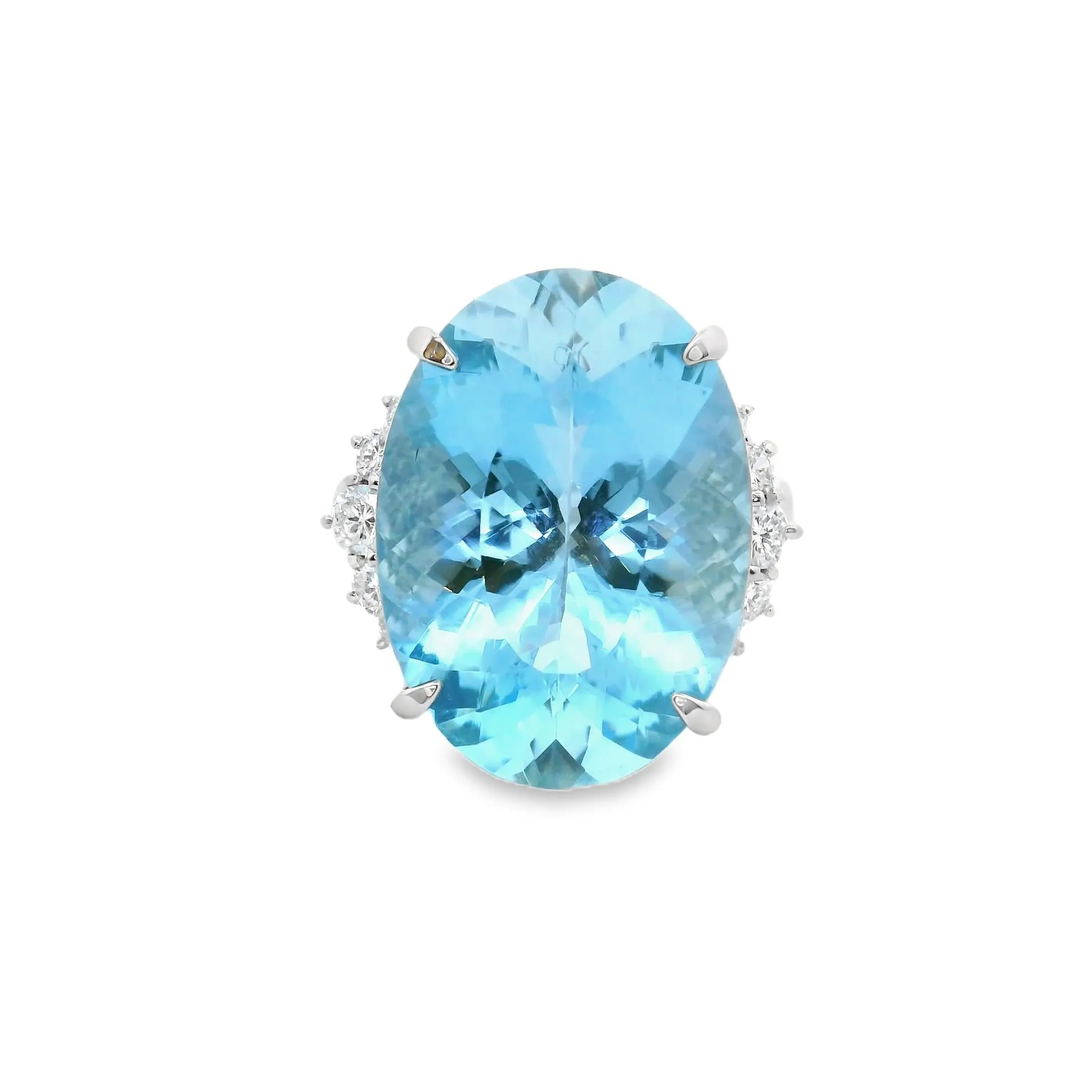 14.39 Carat Aquamarine & Diamond Platinum Ring