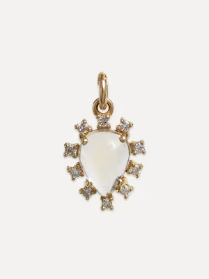 14K Diamond & Moonstone Drop Charm