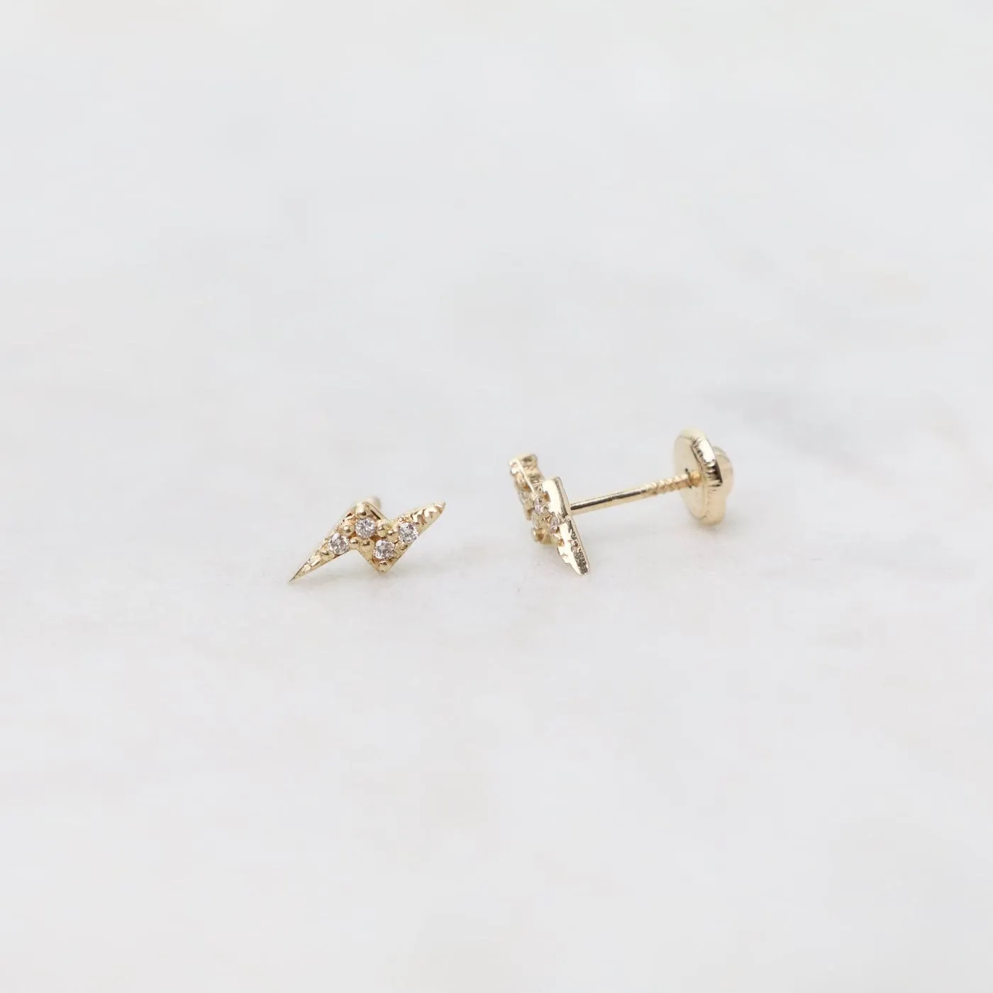 14k Diamond Lightning Bolt Post Earrings