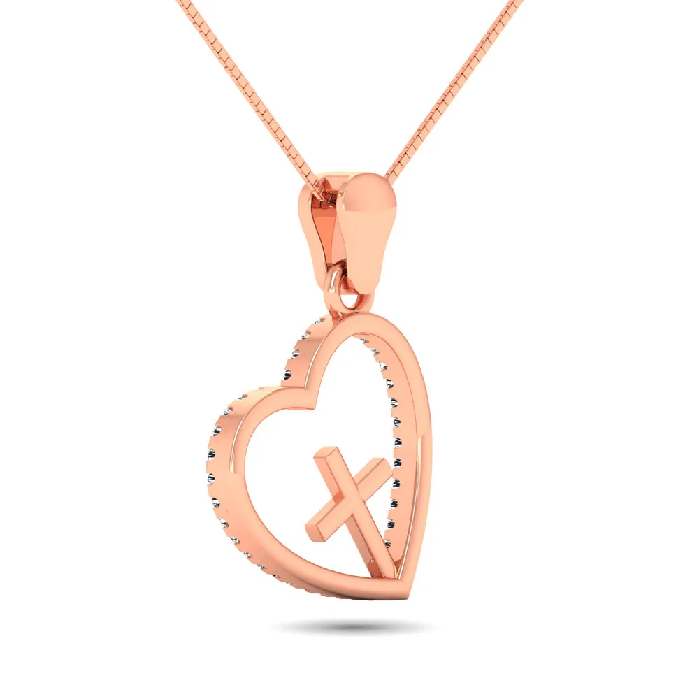 14K Rose Gold 1/5 Ct.Tw. Diamond Cross Pendant