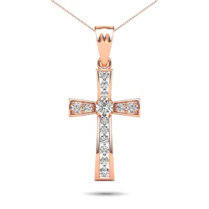 14K Rose Gold 1/5 Ct.Tw. Diamond Cross Pendant