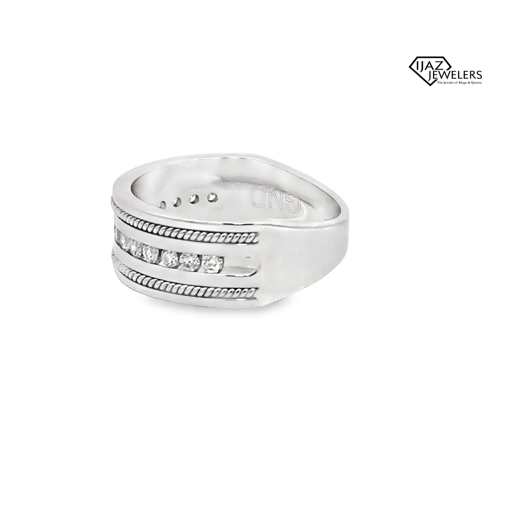 14K White Gold 0.50 CTW Diamond Men's Wedding Band