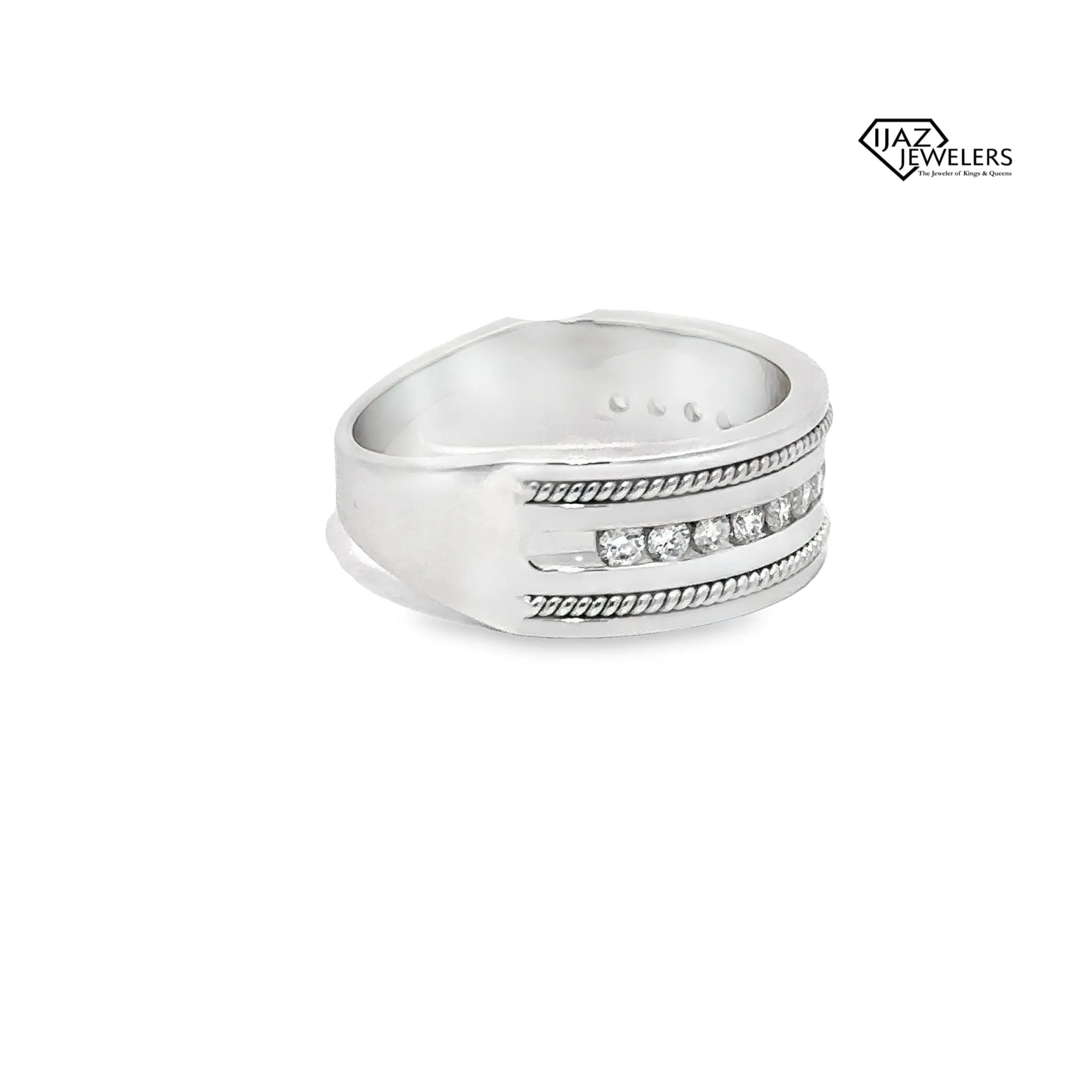 14K White Gold 0.50 CTW Diamond Men's Wedding Band