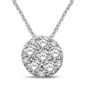 14K White Gold 1/5 Ct.Tw. Diamond Flower Pendant