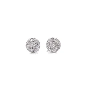 14K White Gold Diamond Large Flat Disc Stud Earrings