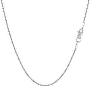 14k White Gold Round Diamond Cut Wheat Chain Necklace, 1.0mm