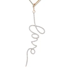 14K Yellow Gold Diamond Cursive LOVE Pendant