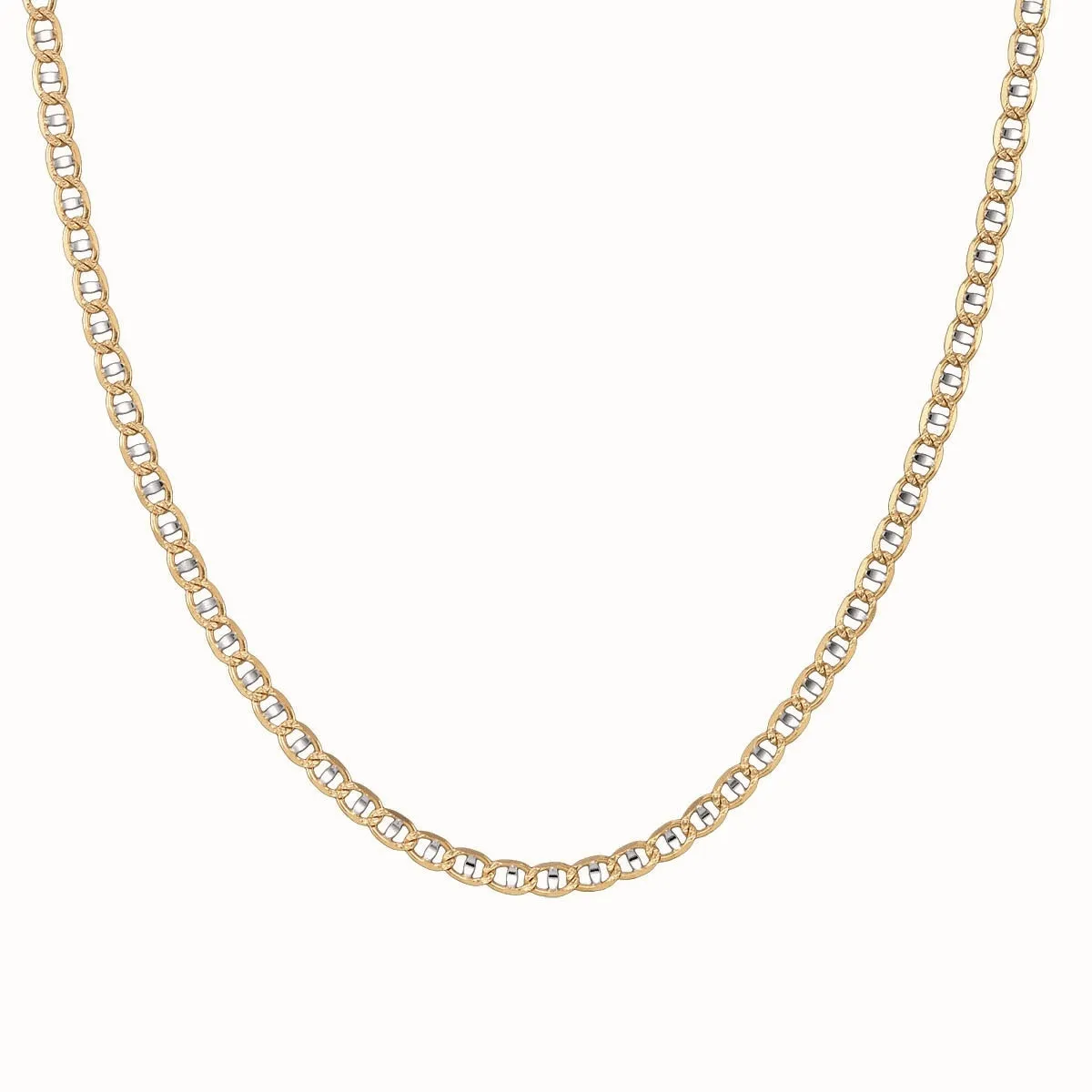 14KT Yellow Gold With Rhodium Plating 22-inch 5.25MM Diamond-cut Pave Anchor Link Chain