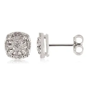 1/5 Carat Diamond Stud Earrings set with 40 Brilliant Diamonds in Sterling Silver