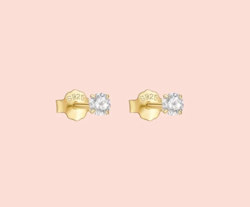 18K gold plated Sparkle Gem stud earrings