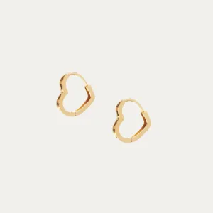 18k Rose Gold Heart Huggie Earrings, Pair