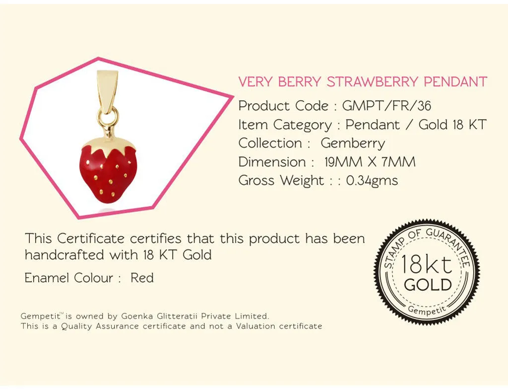 18K Very Berry Strawberry Pendant <br> Gemberry Collection