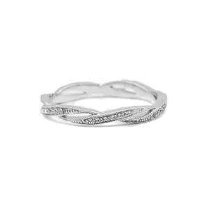 18kw Stackable Diamond Wedding Eternity Twist Band