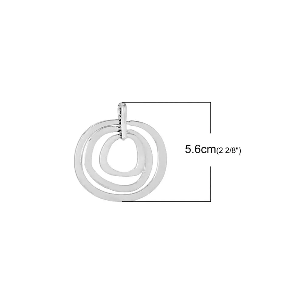 2 Pcs Tibetan Silver CIRCLES 60mm x 56mm Charms Pendants, Lead & Nickel Free Metal Charms Pendants Beads