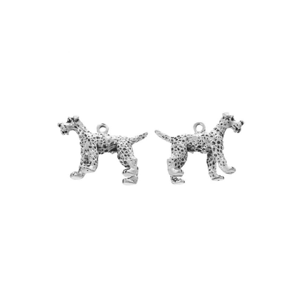 2 Pcs Tibetan Silver STANDING DOG 36mm x 26mm Charms Pendants, Lead & Nickel Free Metal Charms Pendants Beads