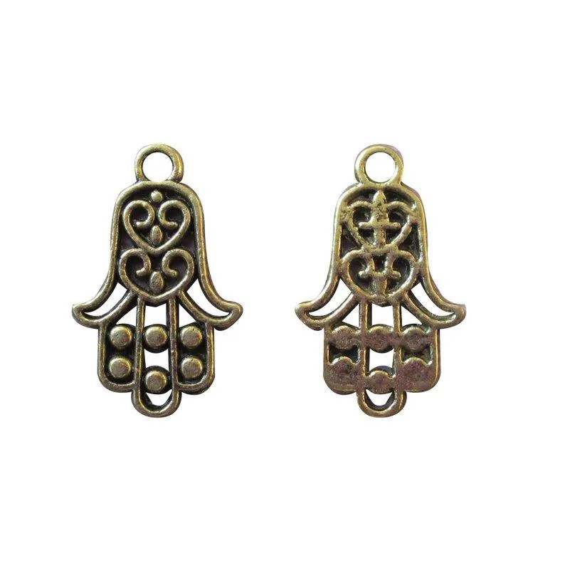 20 Pcs Tibetan Gold Tone Hamsa Talisman For Protection 23mm x 14mm Charms Pendants