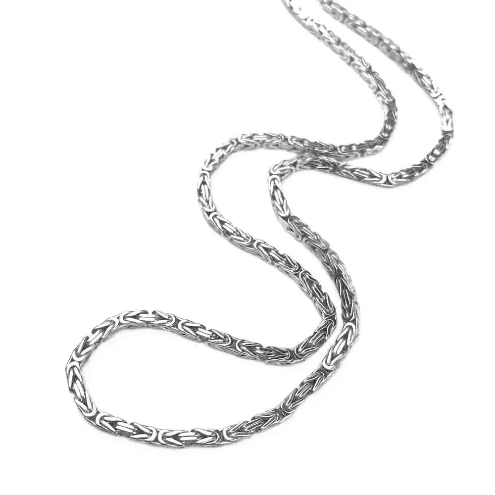 2.4 mm Sterling Silver Antiqued Square Byzantine Chain - LUXURY WEIGHT | #C5500