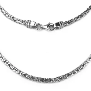 2.4 mm Sterling Silver Antiqued Square Byzantine Chain - LUXURY WEIGHT | #C5500