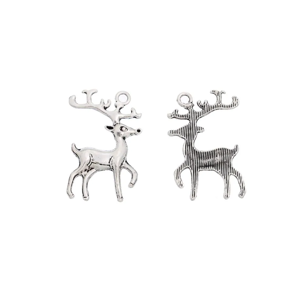 5 Pcs Tibetan Silver CHRISTMAS REINDEER 36mm x 23mm Charms Pendants, Lead & Nickel Free Metal Charms Pendants Beads