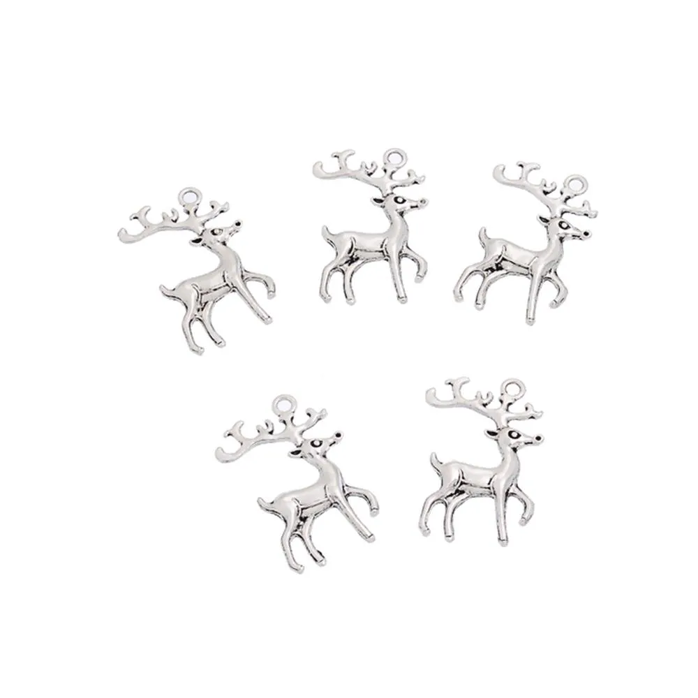 5 Pcs Tibetan Silver CHRISTMAS REINDEER 36mm x 23mm Charms Pendants, Lead & Nickel Free Metal Charms Pendants Beads