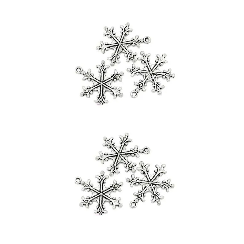 5 Pcs Tibetan Silver Snowflake NO.9 Christmas 28X22mm Charms Pendants