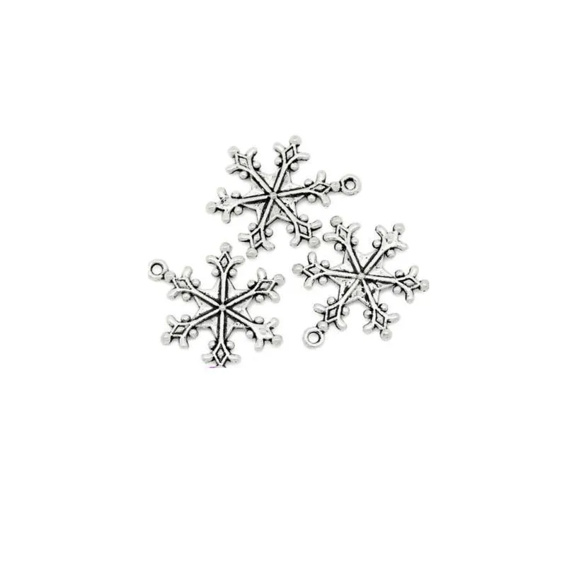 5 Pcs Tibetan Silver Snowflake NO.9 Christmas 28X22mm Charms Pendants