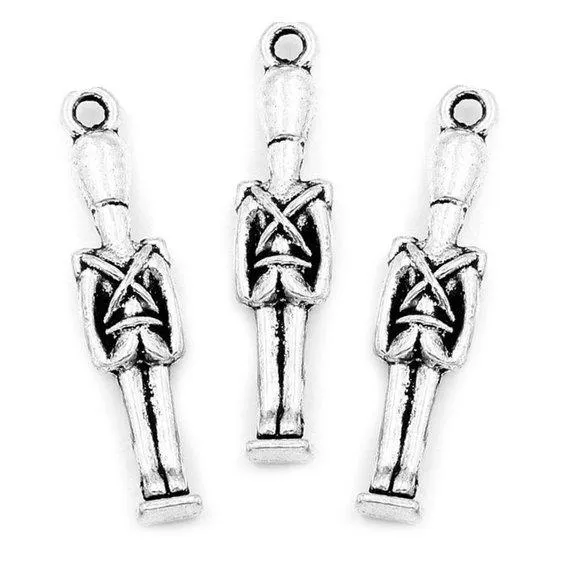 5 Pcs Tibetan Silver Toy Soldier Grenadier Guard London 31X7mm 3D Charms Pendant