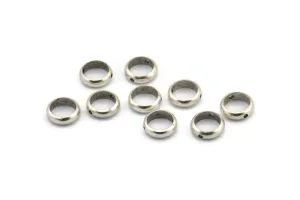 8mm Circle Connector, 25 Antique Silver Plated Brass Circle Ring Connector With 2 Holes, Findings (8x2.5mm) BS 1850 H0260