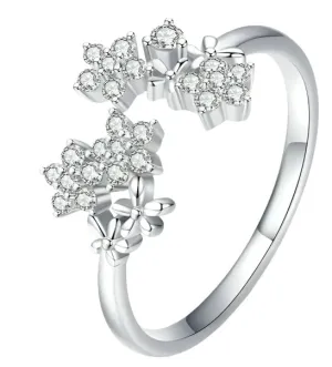 925 Sterling Silver Daisy Cubic Zirconia Ring