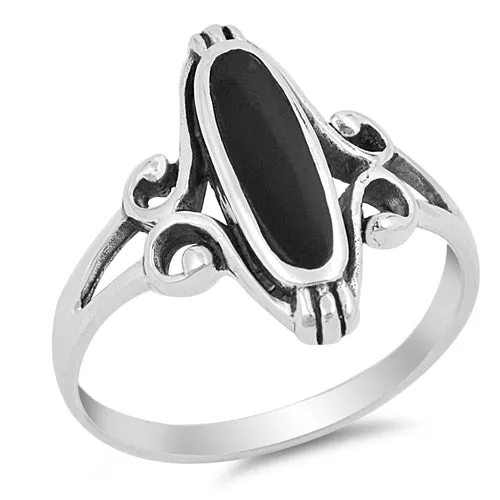 925 Sterling Silver Ring With Opal, Onyx, Turquoise or Abalone Shell