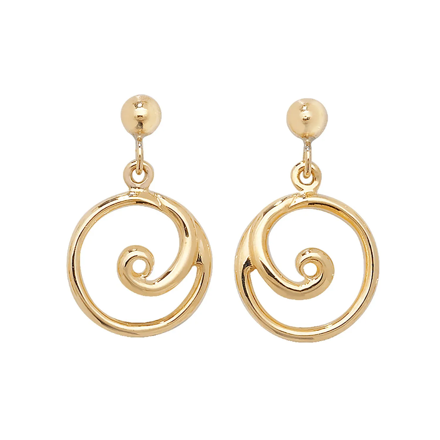 9CT YEL GOLD SWIRL DROP EARRINGS