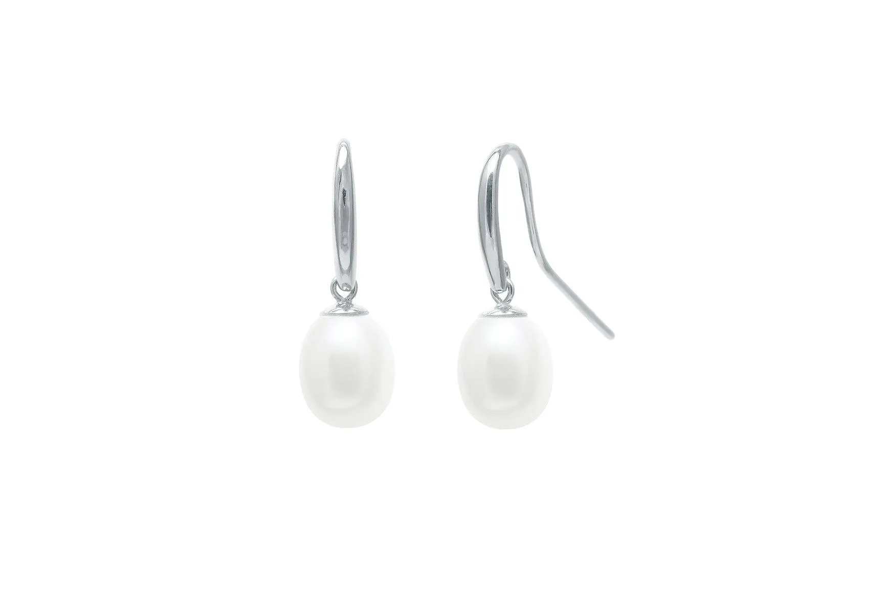 9ct Yellow or White Gold Cultured White River Pearls Drop Earrings